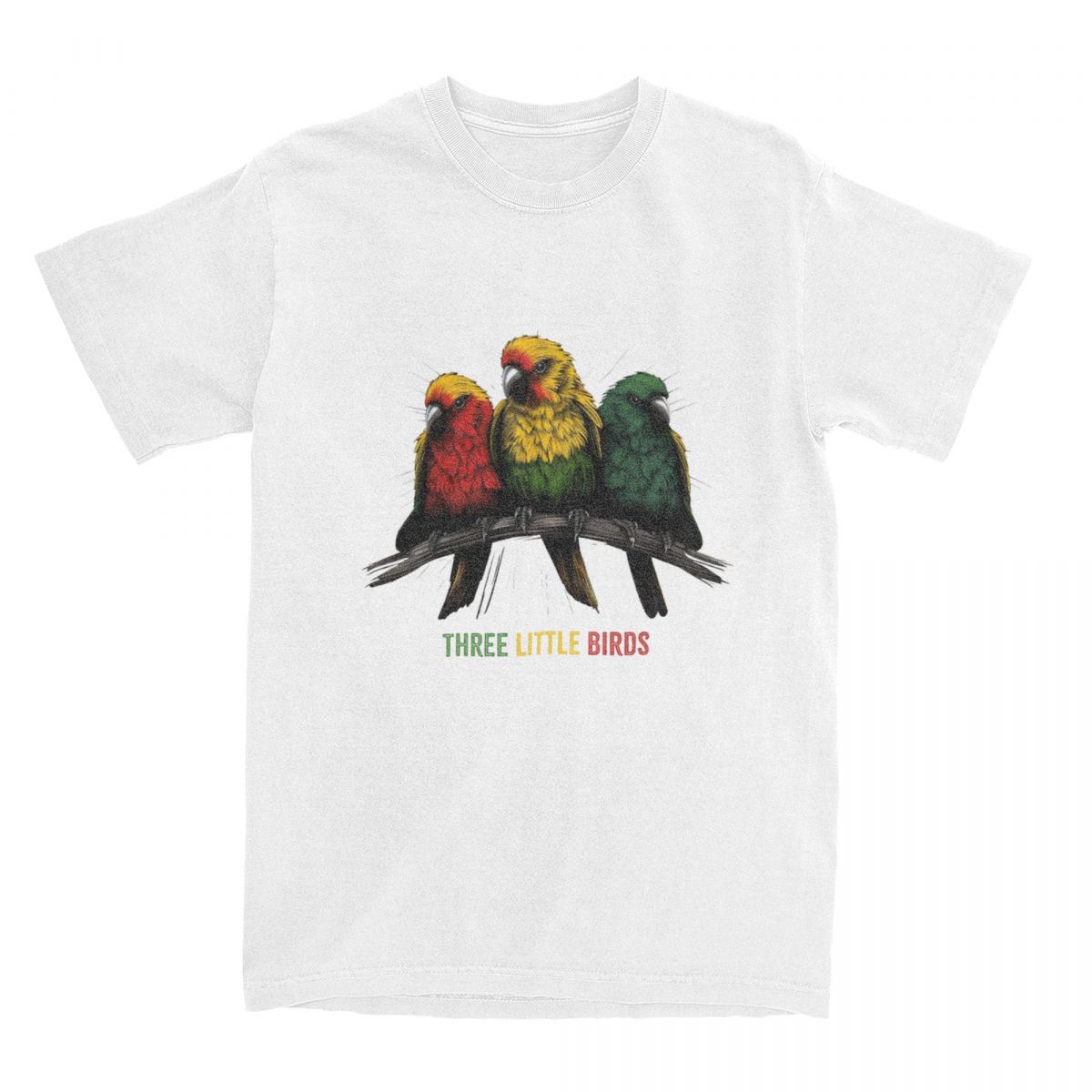 GUOYAN TOP Kawaii Drie Kleine Vogels Reggae T-shirt Heren 100% Katoen Korte Mouw Bob Marley Ronde Hals Zomer Top T-shirts M