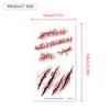 Halloween Zombie Scars Tattoos Waterproof 3D Bite Mark Tattoo Sticker With Fake Scab Scary Bloody Makeup Costume Fake Tattoo