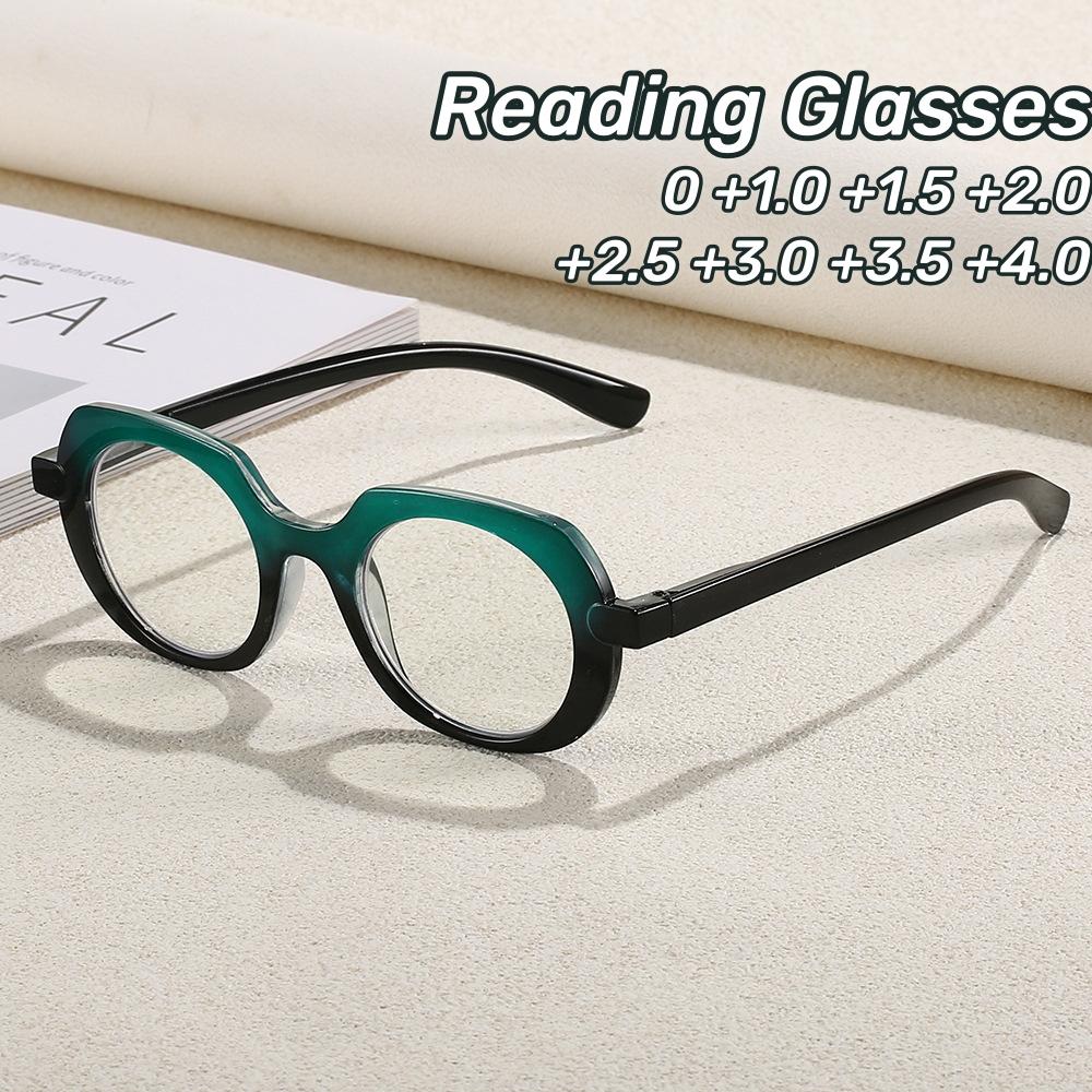 Spring Leg PC Frame Presbyopia Glasses Retro Large Oval Reading Glasses for Elderly Blocking Blue Light Presbyopia Eyeglasses