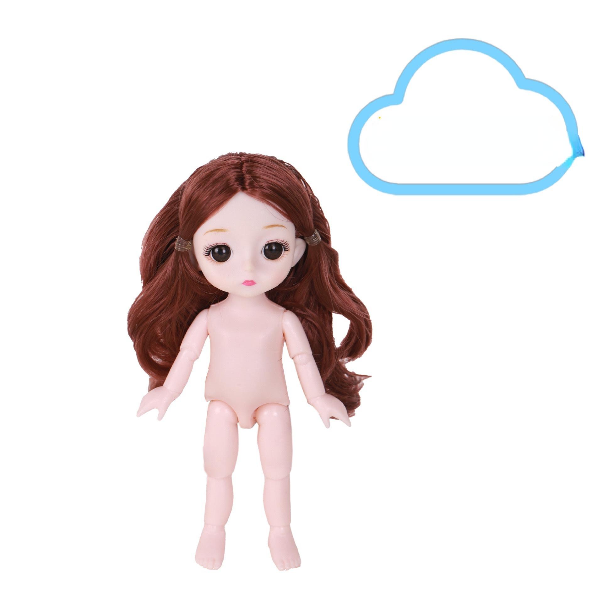 

Мини-подвижная 23-шарнирная кукла 16 см, игрушка для девочек, 3D большие глаза, BJD принцесса, полная одежда, коллекция платьев, детская кукла в подарок Head+Body