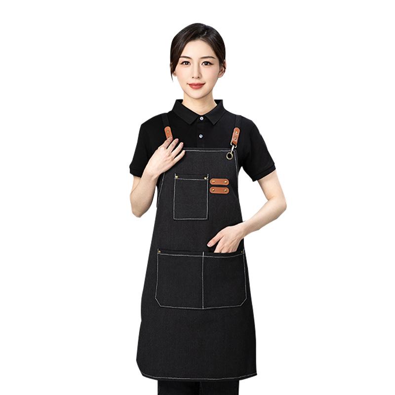 Thickened Canvas Waist Apron with Printed Logo for Coffee and Nail Salon Workwear