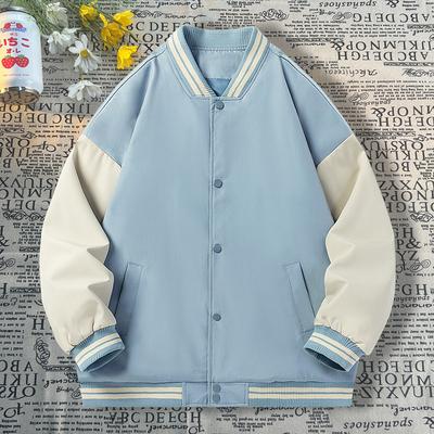 Spring and Autumn Men's Jacket Baseball Jersey Loose and Versatile Color Matching Casual Trend Handsome Jacket