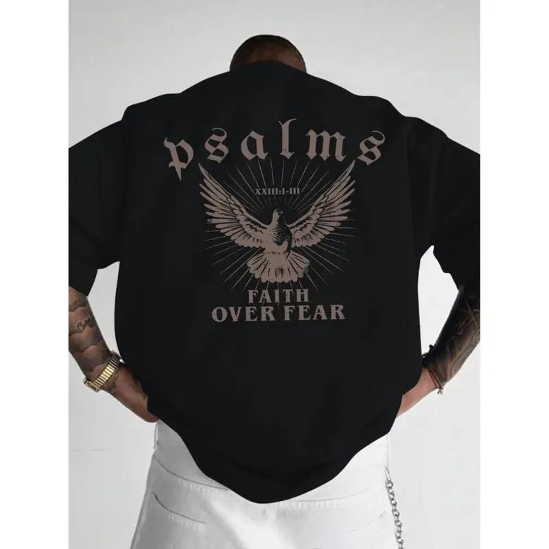 Faith Over Fear T-Shirt With Psalm 93 4 Design Loose Fit Crew Neck Short Sleeve XXL