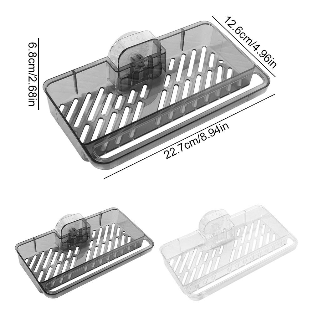 No-Drill Suction Cup Shower Shelf Transparent Wall-Mounted Storage Holder  Kitchen