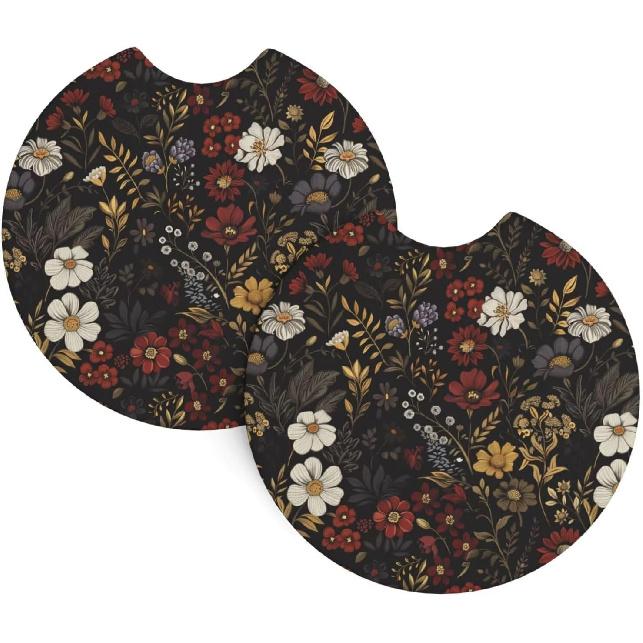 Car Cup Holder Coaster Flower Cup Holder ert Drink Mats Pink Red Floral Boho Universal Non-Slip Cup Holders, Daisy Black Retro Hippie Boho Brown Car