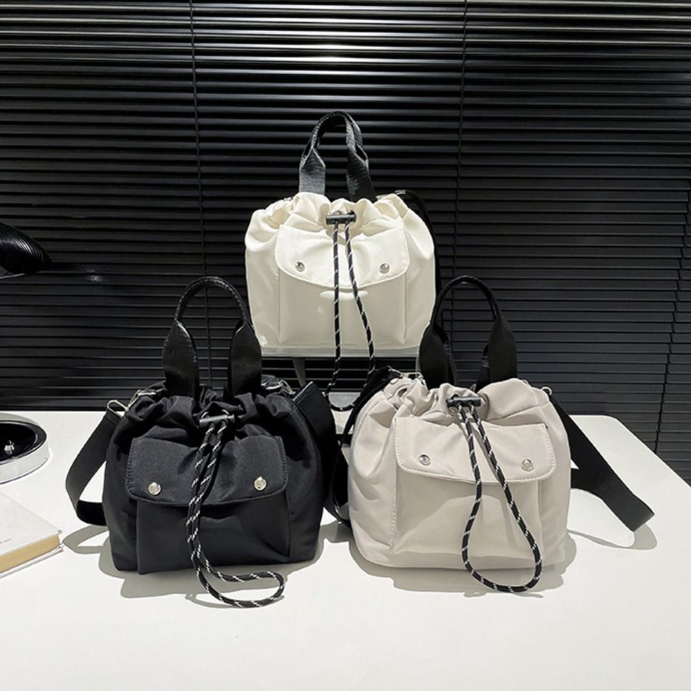 Handbag Nylon Shoulder Bag Korean Style Small Crossbody Bag Cute Drawstring Bucket Bag  Travel
