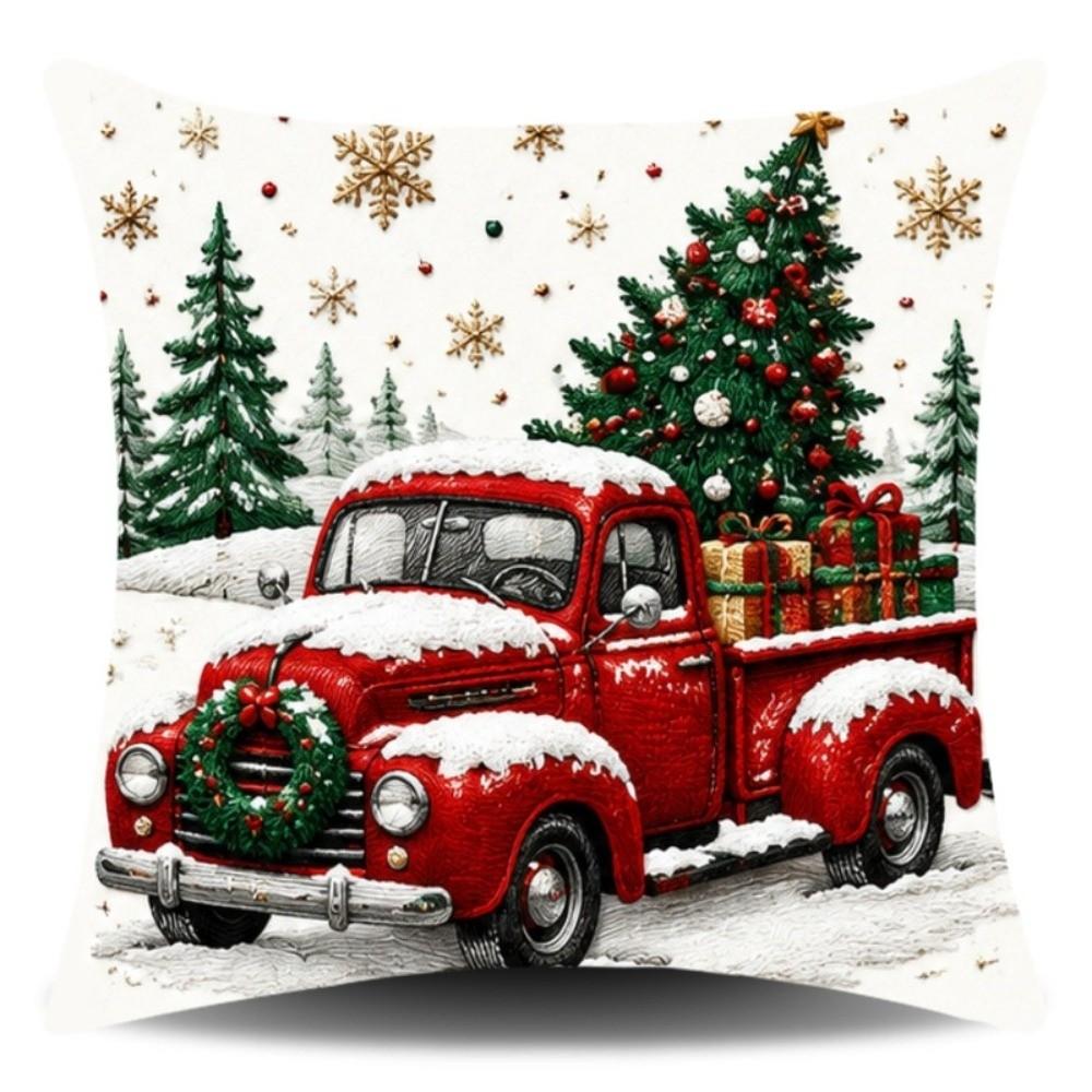 Skin-friendly Xmas Pillowcase 45cm 17in Cushion Cover 3D Illusion Christmas Pillow Covers Bedroom