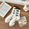 Female Spring and Autumn Retro Cute Cartoon Dog in The Tube Pile Pile Cotton Socks