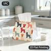 1pc Tissue Box, Flat Art Terrier Dogs Warm Vibe Pattern, 2D Flat Printing, Made From Tough Polyester, Built To Last, Tissue Holder, for The Dining Tab