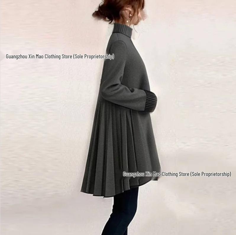 2025 Autumn/Winter Gray High-Neck Zipper Sweater from Japan and South Korea