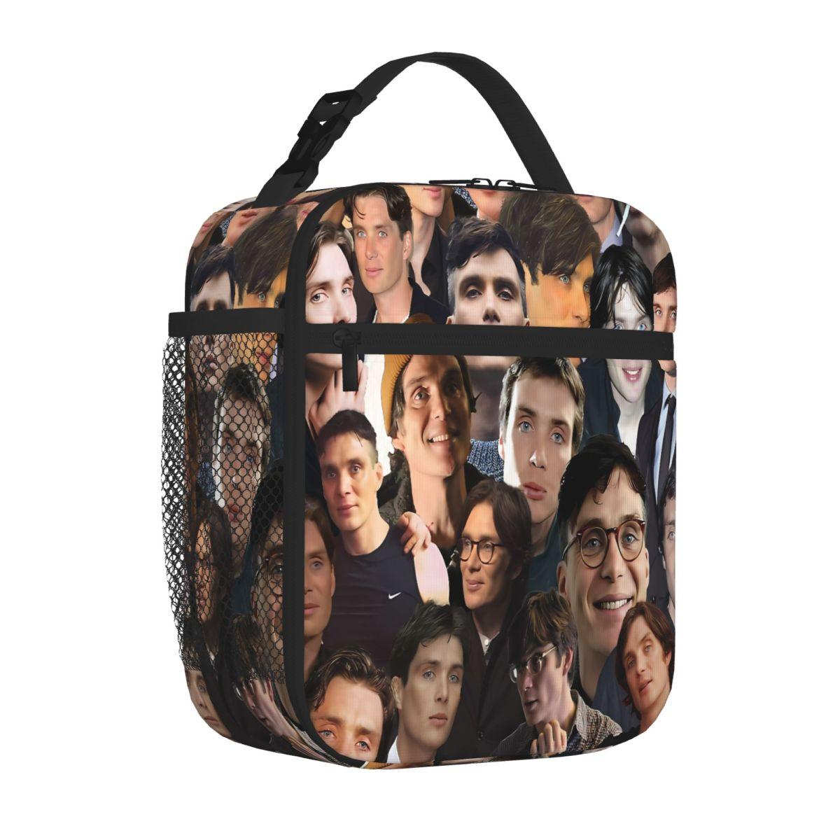 Bestselling Cillian Murphy Photo Collage Oversized Carry Lunch Bag Open Air Meal Leakproof Lunch Bag One Size