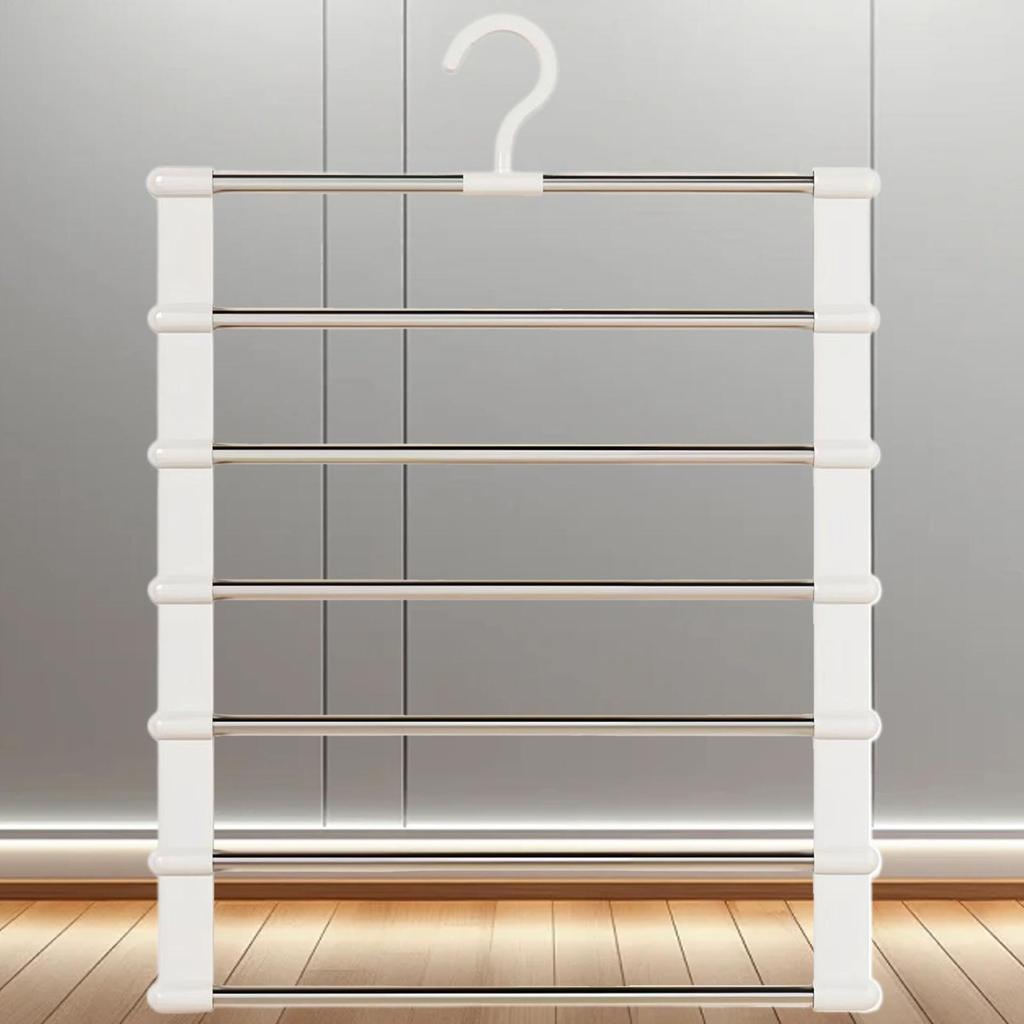 Pants Hangers Space Saving 6 Layers Foldable Rack 2 Pieces Clothing Hangers for Jeans Trousers Skirt Closet Bedroom Dorm