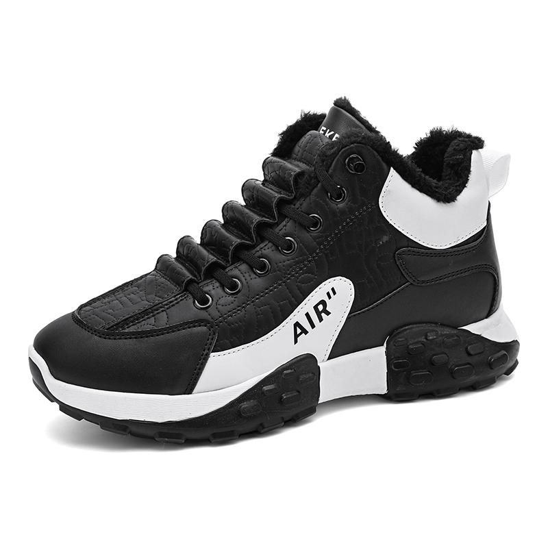 

Зимние мужские кроссовки Теплые хлопковые туфли Утепленные повседневные кроссовки Мужская обувь 44 чёрный/белый