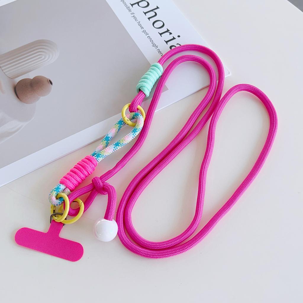 Two-In-One Multi-Functional Mobile Phone Universal Lanyard, Adjustable Crossbody Long Rope, Pearl Pendant, Finger Anti-Loss Rope