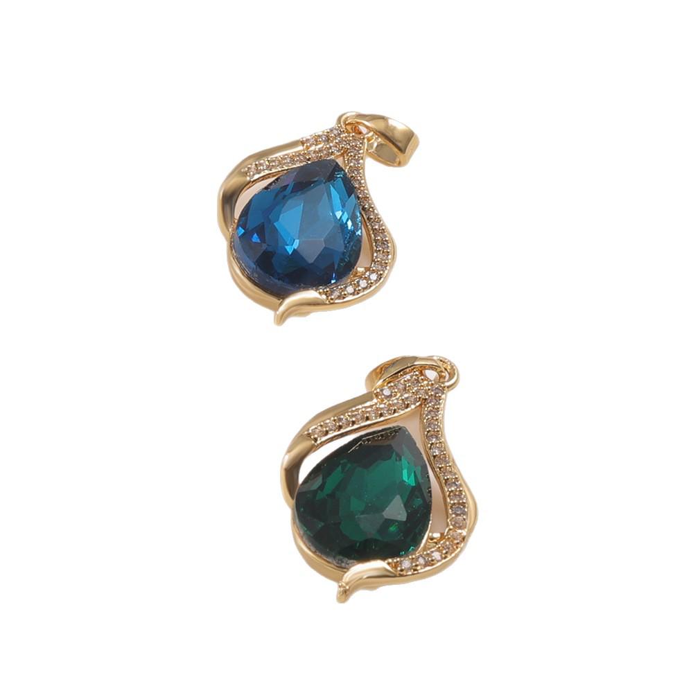 High-Grade Sapphire & Emerald Toned Pendant - Elegant and Versatile Design