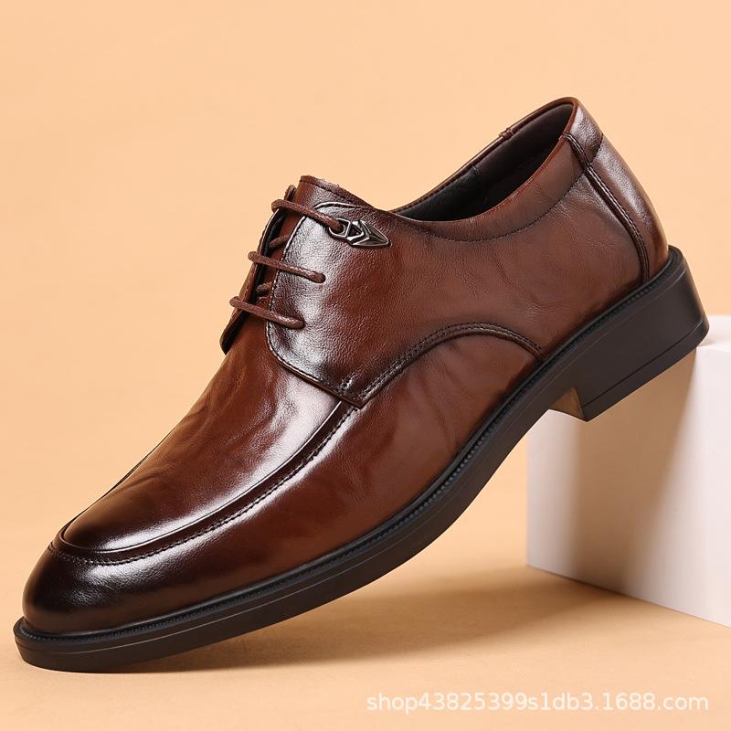New Designer Men Dress Shoes Fashion Genuine Leather Business Casual Shoes Cool Lace-up Derby Shoes