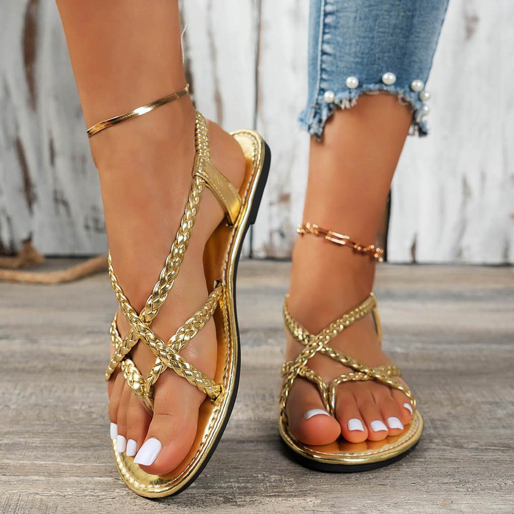 Thong Sandals With Back Strap For Women Ladies Dressy Summer Strappy Sandals Flat Casual Beach Fisherman Thong Chaussure Femme