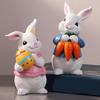 Easter Bunny Ornament Cute Cartoon Resin Figurine Rabbit Holding Egg/carrot Ornament Spring Holiday Home Decor