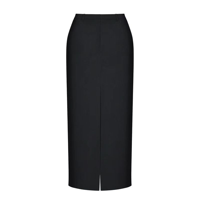

Fashion Style 2023 Summer Long High Waist Silm Front Slit Skirt High Waist Slit Skirt Black L