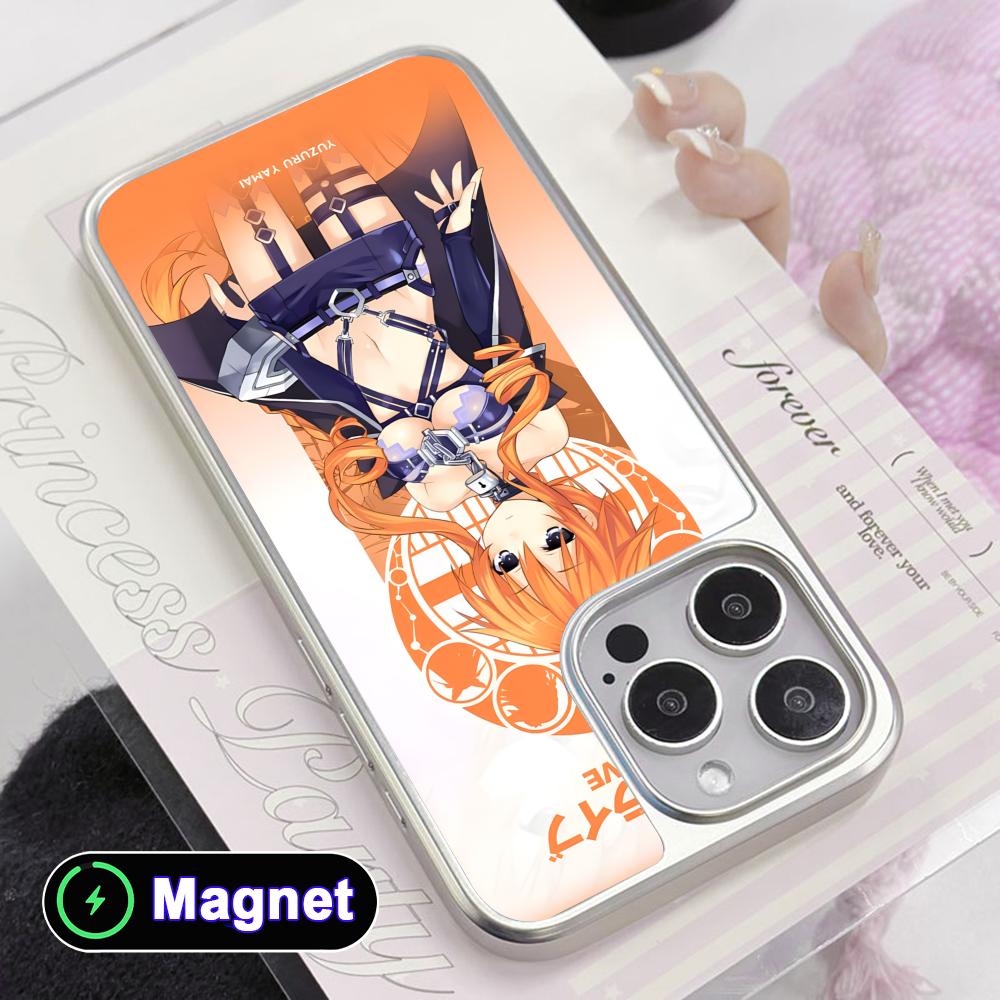 Date a Live Yamai Kaguya Silver Plating Magsafe Mobile Phone Case for iPhone 17 16 15 14 13 12 11 Air Pro Max Plus Colorful