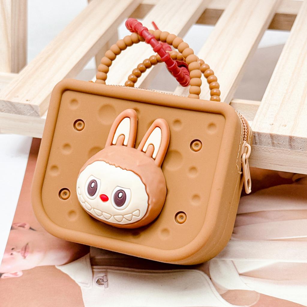 Labubu coin purse for girls small gift cute cartoon detachable doll small square bag pendant CLE