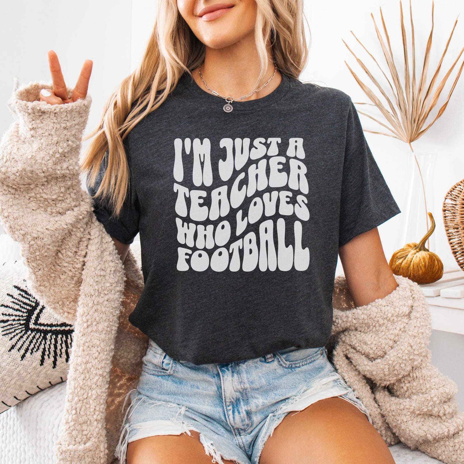 Teacher Tshirt, Teacher Appreciation Gift, Fall Football Shirt for Teacher, Teacher Thanksgiving Shirt for Autumn, Cute Teacher Football Top L