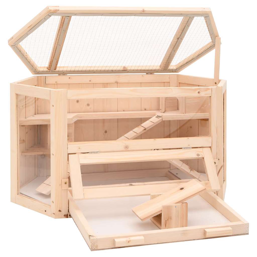 Hamster Cage 80 X 40 X 43 Cm Solid Pine Wood