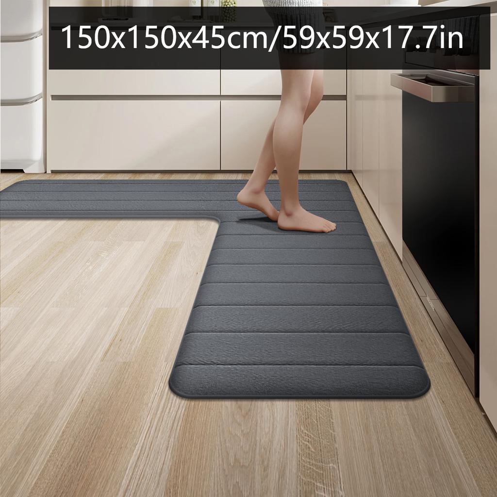 L-Shaped Flannel Kitchen Carpet Restaurant Large Size Non-Slip Floor Mat Door Absorbent Mat Entrance Mat Premium