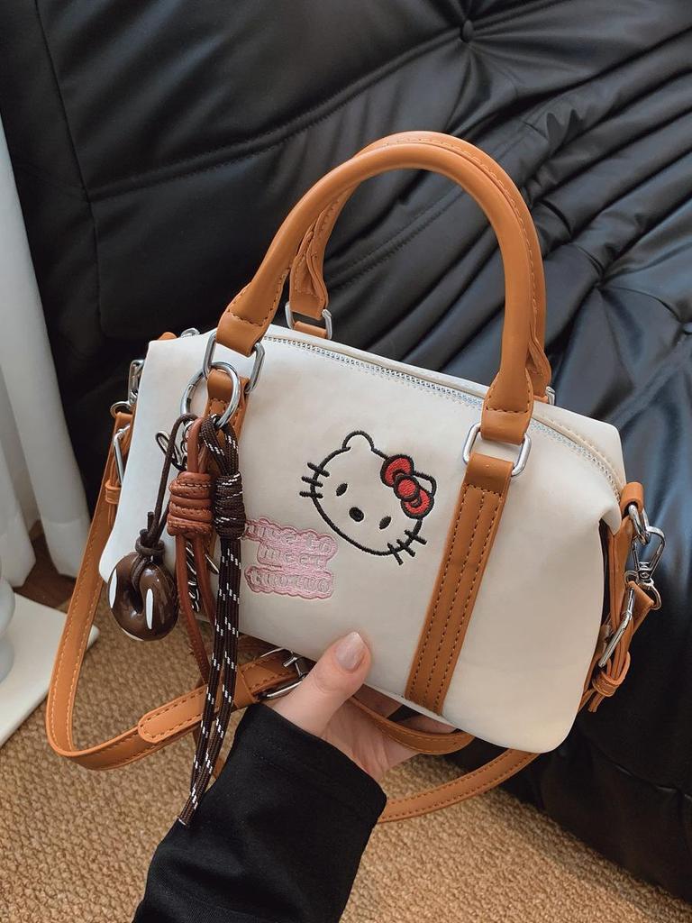 2025 Women's Cross-border Leather Boston Bag: Fashionable Cartoon Handbag & Single Shoulder Crossbody Bag