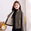 Women's 2025 Slimming Fleece-Lined PU Leather Motorcycle Jacket - Spring/Autumn Fashion