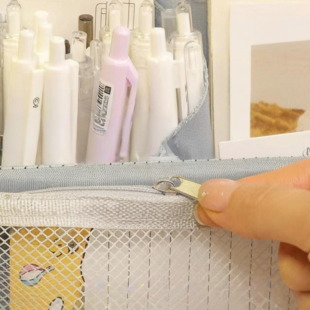 Portable Stand-Up Makeup Brush Holder Standing Makeup Bag Large Capacity Oxford Cloth Simple Stationery Organizer Student