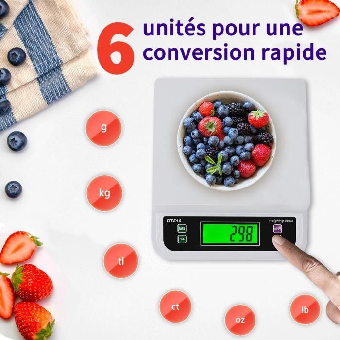 Balance de cuisine - generic - 30kg/1g - écran lcd rétroéclairé - fonction tare - 6 unités de mesure