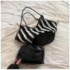 New largecapacity shoulder bag bag niche design knitted tote bag commuter versatile striped woven tote bag