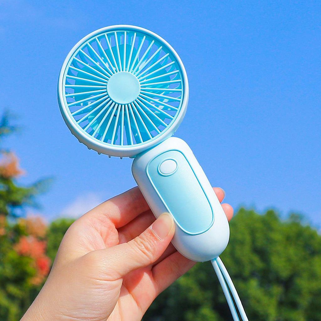 2026 USB Rechargeable Compact Handheld Lanyard Fan - Fresh Style & Portable Gift