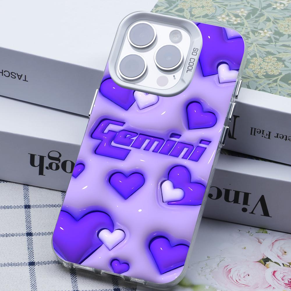 Zodiac Sign Gemini Mobile Phone Case for iPhone 17 16 15 14 13 12 11 X XR XS 8 7 Air Pro Max Plus White Translucent Cover