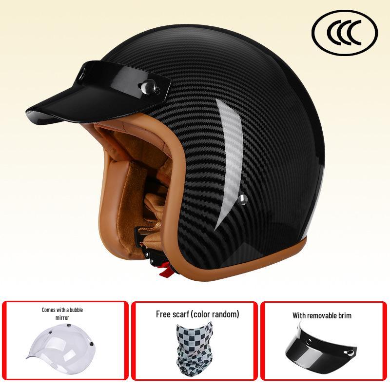 Retro 3C-Certified Unisex Motorcycle Helmet, All-Season 3/4 Design for Motorbike & Electric Bike
