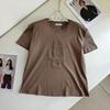 Nanyou Women's Retro Embroidered Round Neck Short Sleeve T-shirt