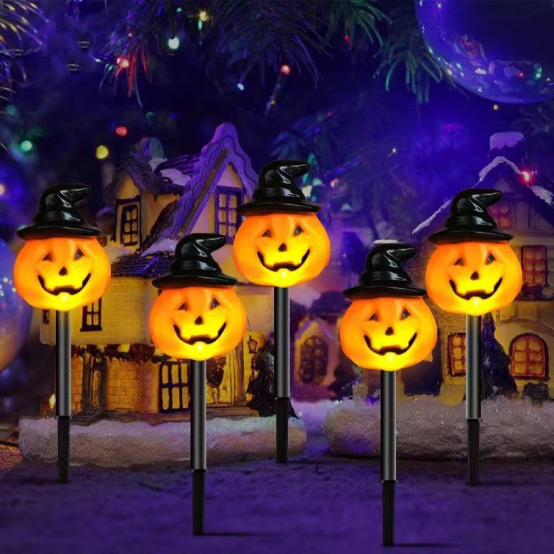Waterproof Halloween Solar LED Pumpkin Ghost String Lights for Outdoor Gardens Hooded pumpkin (drag 5)