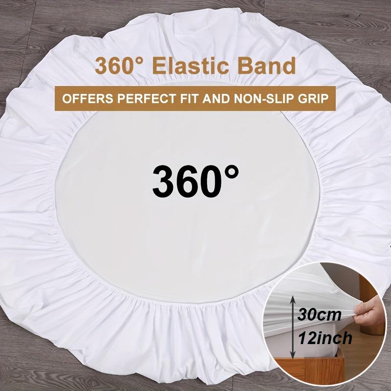 Super Waterproof Fitted Sheet Solid Color Non-Slip Mattress Protector Cover Comfortable Bedding with Elastic Band Deep Pocket