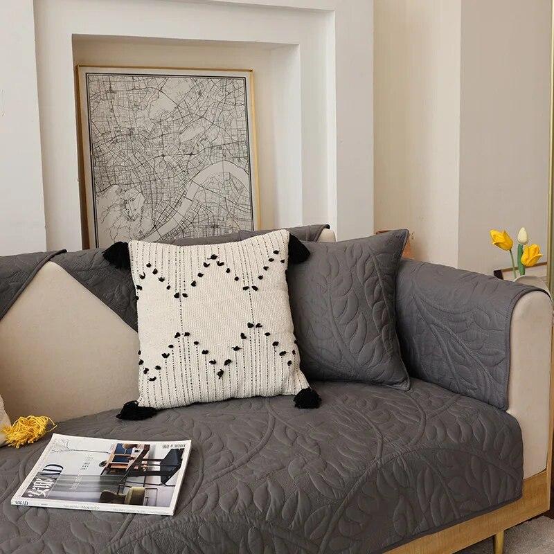 

Хлопковая подушка для дивана, нескользящая стеганая ткань, простая современная подушка, домашний декор, подушка для чехла на диван 50x30cmx1 pillowcase