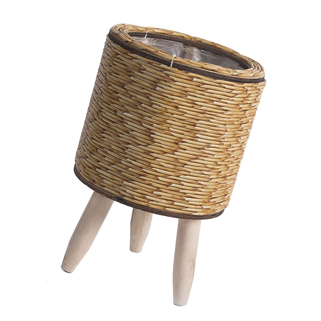 Suporte para plantas de vime tecido à mão, amarelo, material ecológico, resistente e durável, design multicamadas para uso interno e externo