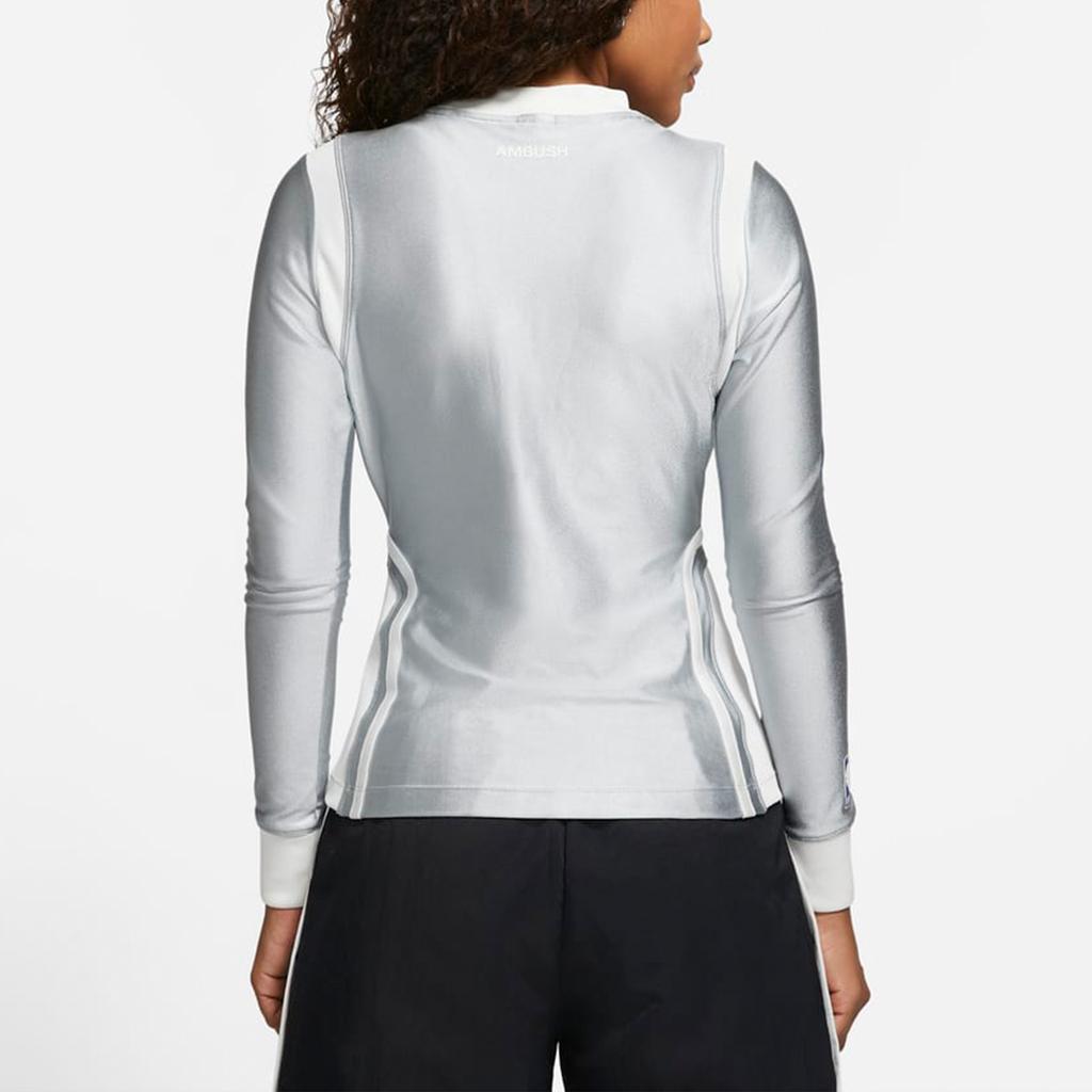 Nike Ambush X NBA Brooklyn Nets Letter Print Patchwork Pullover Sweatshirt Women Tops Silver DB9569-077