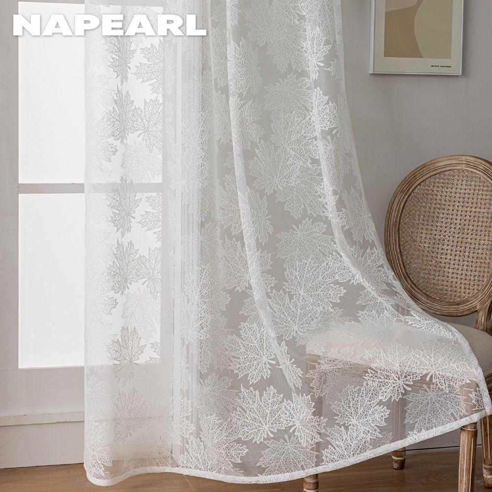 1 ΤΕΜ NAPEARL Απλή και Ευέλικτη Μονόχρωμη Διάφανη Κουρτίνα Ζακάρ Τύπου Κρίκου Τούλι για Σαλόνι Υπνοδωμάτιο Μπαλκόνι Παράθυρο Διακόσμηση Σπιτιού