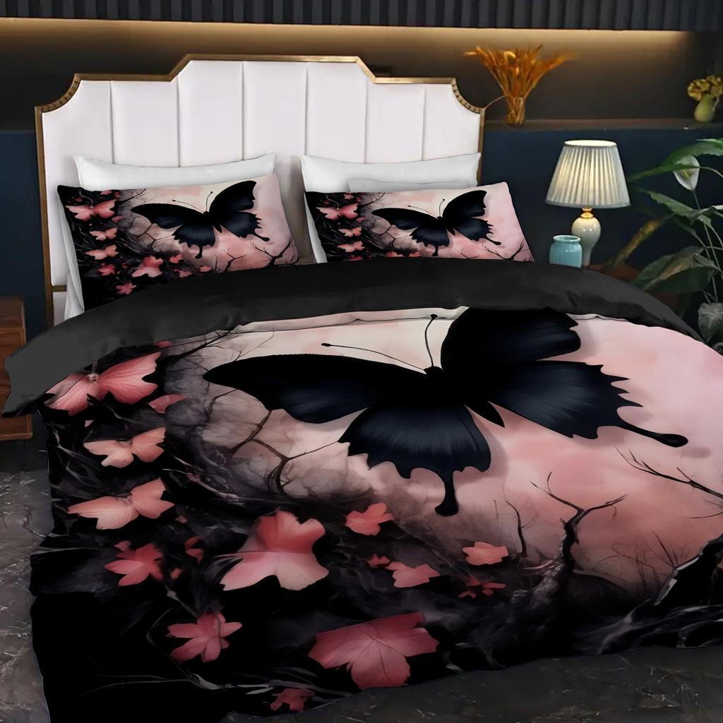 Retro Black Butterfly 3D Printed Quilt cover set Retro Elegant Style Bedding Cover Luxury Home Textiles Duvet Cover Pillowcases