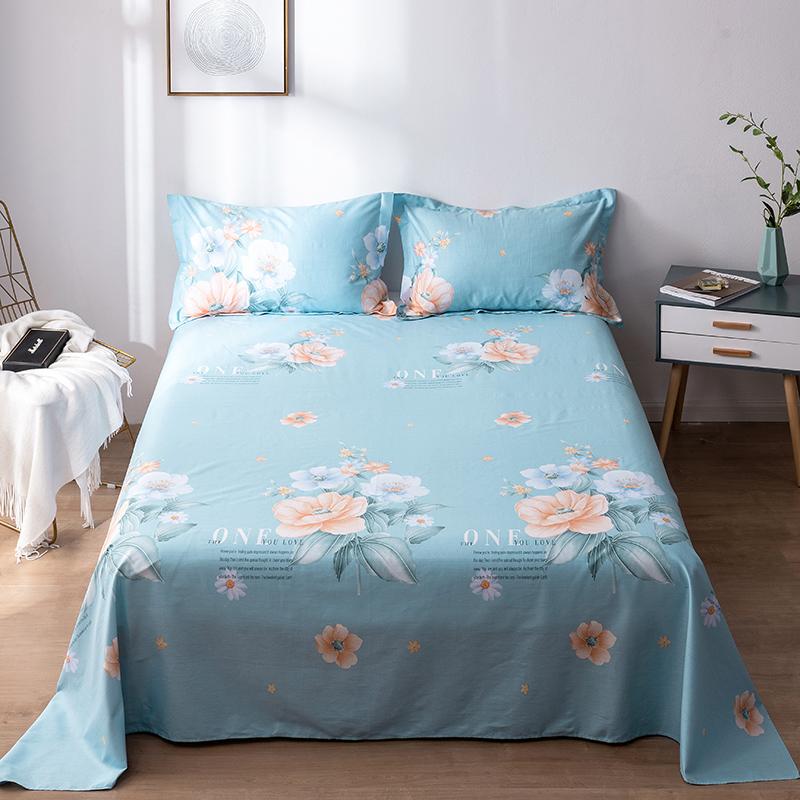 100% Cotton Country Floral Flat Sheet 3 Pieces Tulip Bed Sheet Set Soft Botanical Flower Blossoms Bed Cover with 2 Pillow Cases