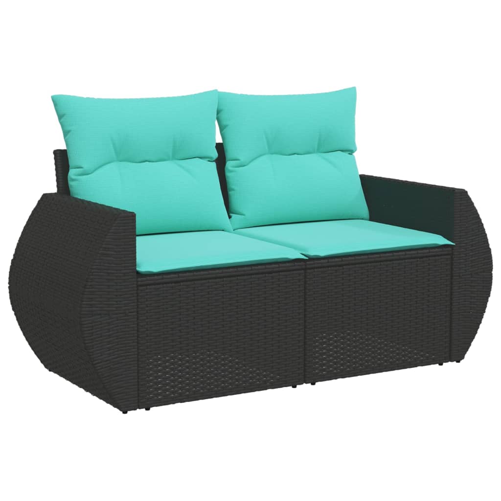 4 Piece Garden Sofa Set with Cushions Black Poly Rattan