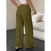 New Women's Casual Solid Color Textured Fabric Knotted Waist Slanted Pocket Wide Leg Pants