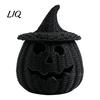 Halloween Pumpkin Ornament Spooky Storage Box, Resin Jack-O-Lantern Tealight Box Holder, Hollow Tabletop Decoration for Party