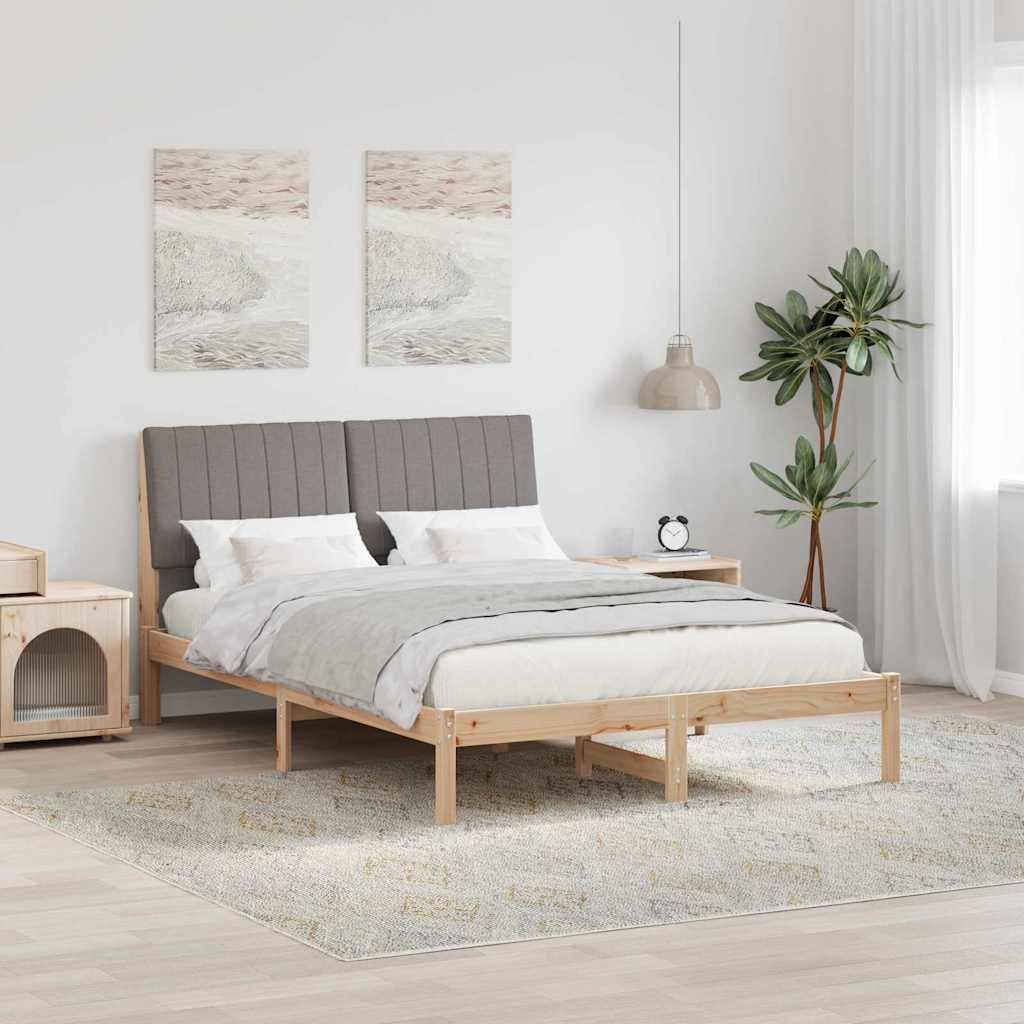 Bed Frame with Headboard Brown 135 X 190 Cm Solid Pine Wood