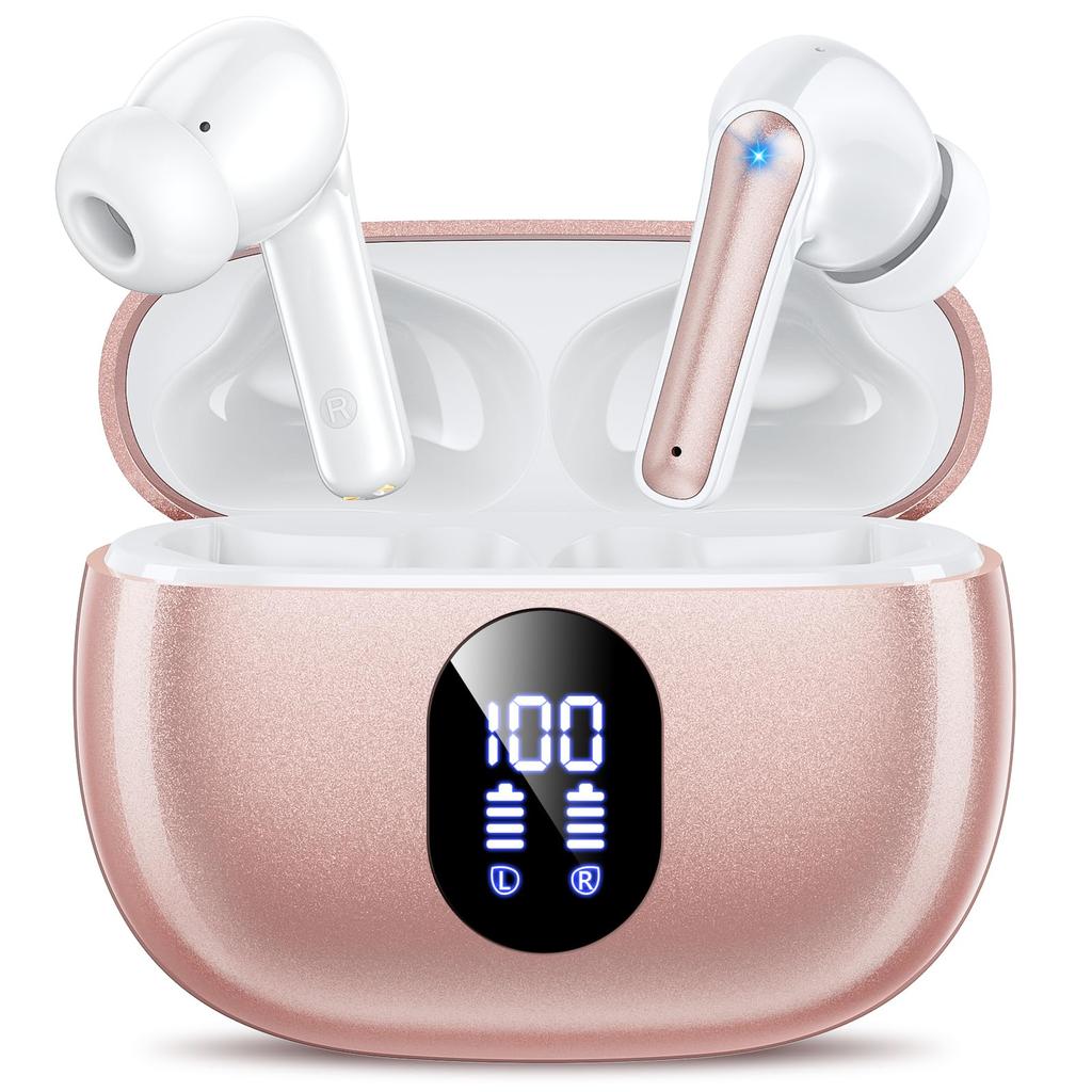 Bluetooth Wireless 48 Hours Deep LED IPX7 Instant Bluetooth Fast Compatible with and Perfect for and Web Conferencing Earbuds, Playtime, Bass,